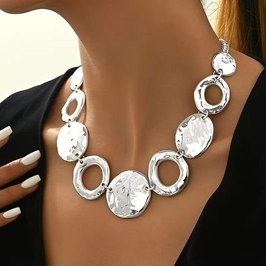 Lxalry Silver Electroplated Geometric  Pendant Necklace  Handmade Modern Layered  Jewelry For Women  Adjustable Chain  Gift For Everyday Chic & Evening Elegance